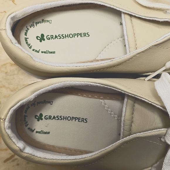 Grasshoppers Womens Tan Leather Lace-up Sneakers Size 9W - Picture 2 of 11